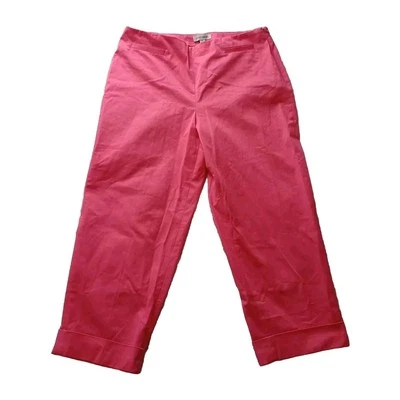 Calça capri rosa David Brooks chino casual zíper lateral algemada no tornozelo nova com etiquetas tamanho 14 - Imagem 1 de 4