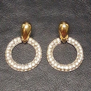 Vintage GIVENCHY Pierced Earrings Pave Crystal Door Knocker Style. 15.425 - Picture 1 of 6