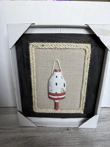 Nautical Red & White Bouy 10x12 Dark Wood Frame - Picture 1 of 4