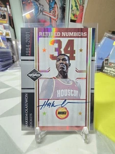 Números retirados limitados 2010-11/99 Hakeem Olajuwon automático #13 Rockets en tarjeta - Imagen 1 de 3