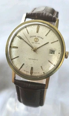 Mens Vintage Gold Plated FAVRE LUEBA DAYMATIC 21 Jewel Incabloc Automatic Watch  - Image 1 of 4