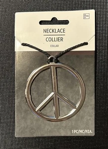 Groovy 60's Peace Sign Necklace Fancy Dress Up Halloween Adult Costume Accessory - Picture 1 of 2