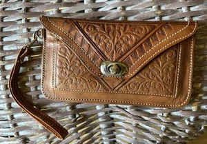 Artisanal Leather Clutch Bag - Handmade Moroccan - Brown - Picture 1 of 3
