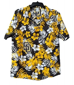 San Diego Padres Shirt Medium Button Front Short Sleeve 100% Polyester - Picture 1 of 7