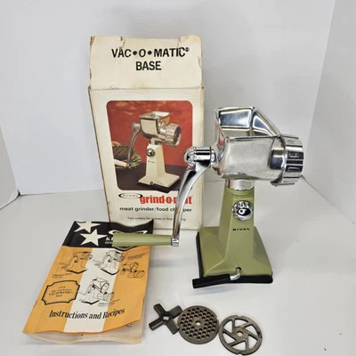 Vintage RIVAL GRIND O MAT Meat Grinder Food Chopper Model 303 Avocado Green ECU - Image 1 of 4