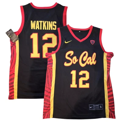 Juju #12 Watkins USC SO CAL 黑色 - 男式全缝球衣 — 第 1/3 张图片