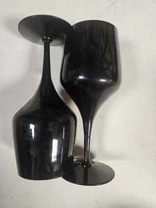 Vintage schwarze Stielgläser Weingläser Vision von Mergontown 70er Jahre 2er Set - Bild 1 von 4