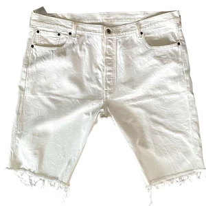 Levi's 501 White Shorts Size 42x13 Denim Button Fly Casual Cut Off - Picture 1 of 5