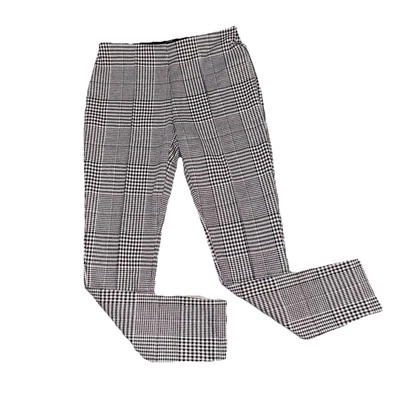 Pantalones de mujer Tahari a cuadros talla L negros blancos tiro medio alto ajustados plisados al tobillo Foto 1 de 4