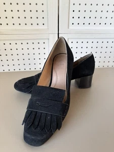 J. Jill Juliette Black Suede Leather Kiltie Block Mid Heel Pumps Women's 9 - Picture 1 of 8