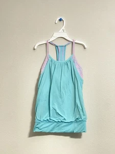 lululemon ivivva Double Dutch Tank full coverage stretch layered blue girls 8 - Picture 1 of 2