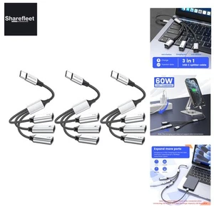 Adapter USB C Y rozdzielacz kabli - konwerter kabli wtyczkowych na 3 gniazda, 3 porty... - Zdjęcie 1 z 8
