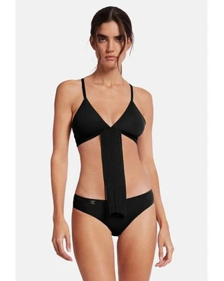 NOVO Wolford Fronge Franja Swim Top Libertas Beach Bustier Preto Tamanho XS NOVO NA CAIXA - Imagem 1 de 4