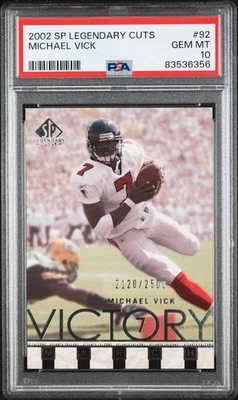 PSA 10 2002 SP Legendary Cuts - Victory Michael Vick #92 /2500. Pop 1 - Image 1 of 3