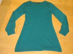 ladies M&Co kingfisher green ribbed long sleeve tunic jumper top, size M petite - Picture 1 of 3