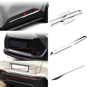 Fits 2025 Toyota CHR Chrome Body Side Molding Trim+Front Rear Bumper Strip Cover - Picture 1 of 11