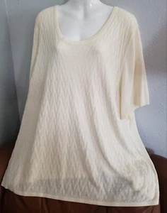Ladies MAGGIE BARNES Creamy Vanilla Short Slv Knit Top, Plus 3X - Picture 1 of 1