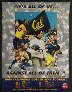 Cal Berkeley Golden Bears College Football 1996 Schedule Poster Steve Mariucci