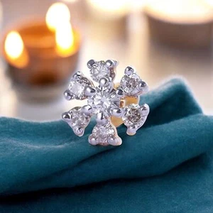 Magnificent 0.13 Cts Round Brilliant Cut Diamond Nose Stud 18K Yellow Gold - Picture 1 of 2