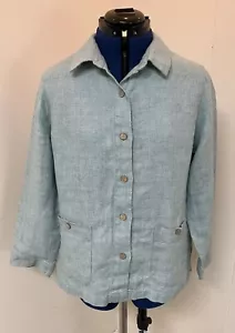 Sigrid Olsen Women Jacket 100% Linen Brown Pockets Button Up Lightweight Size M - Picture 1 of 5