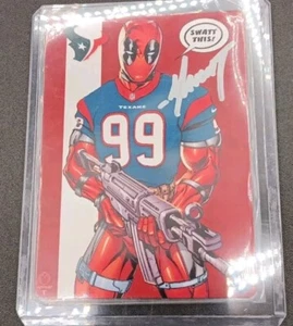 Tarjeta de metal Marvel Deadpool TEXANS firmada por Marat Mychaels con certificado de autenticidad - Imagen 1 de 3