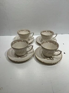 VINTAGE SYRACUSE CHINA BAROQUE GRAY & GOLD SWIRL PATTERN CUPS & SAUCERS (4) - Picture 1 of 10