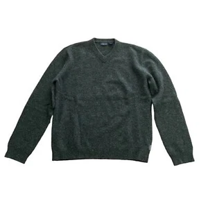 1990s VTG Structure 100% Lambswool Charcoal Gray V-neck Sweater Size Large - Picture 1 of 5