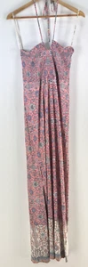 Billabong dress womens 10 maxi pink floral halter stretch rayon 113952 - Picture 1 of 8