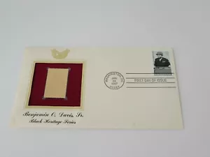 Benjamin O Davis Sr. 1997 Black Heritage oro 22kt primer día emisión estampilla cubierta - Imagen 1 de 4