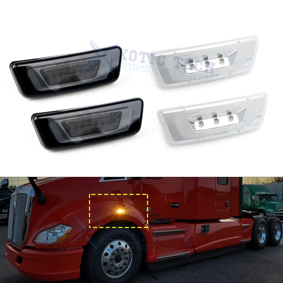 Luz indicadora LED ámbar 2x para Kenworth T680 Peterbilt 567 Foto 1 de 4