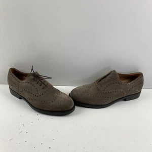 Giorgio Armani Taupe Suede Leather 5-Eye Lace Up Wingtip Oxfords Men’s Size 8.5 - Picture 1 of 9