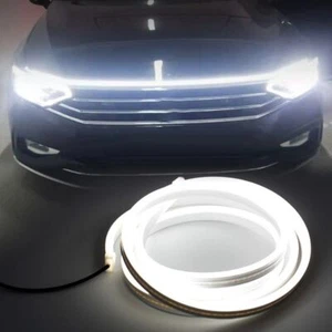 White 120cm Flexible Accessories Car Hood Day Running lED Light Strip Universal - Picture 1 of 12