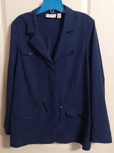 Chico's Women's Blue Long Sleeve Button Front Blazer Jacket Belted Size 2 - Picture 1 of 10