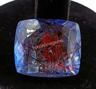 97 Ct Bi Color Rutilated Quartz Cushion Cut EGL Certified Loose Gemstone  4OUI - Image 1 of 4