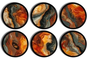 Abstract Art Cabinet Knobs – Swirl Pattern Drawer Pulls, Set of 4 or 6 Handmade - Picture 1 of 6