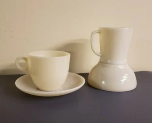 4 FIRE KING OVEN GLASS IVORY FLAT BOTTOM MUG,BOWL, ST. DENIS SET ANCHOR  - Picture 1 of 12