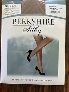 Berkshire Silky Control Top Pantyhose 4489 City Beige Queen 1X-2X NOS VTG - Picture 1 of 2