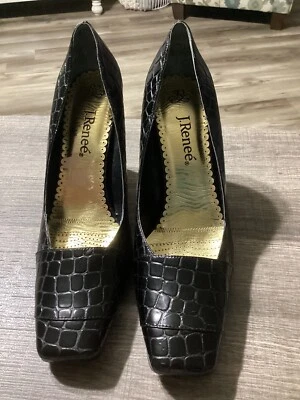 J Renee Mujer Negro Charol Cuadrado Punta Caimán Tacón Talla 11M Foto 1 de 4