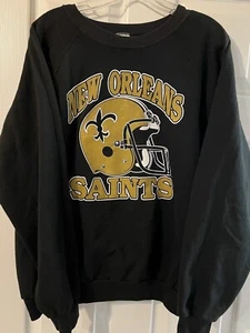 Felpa Vintage New Orleans Saints Nera NFL Football Made in USA Taglia XL - Foto 1 di 4