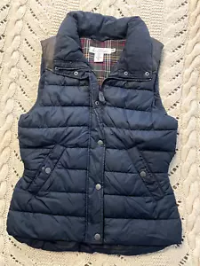 H&M Size 4 Women's Navy Puffer Vest Pockets Corduroy Collar - Picture 1 of 9