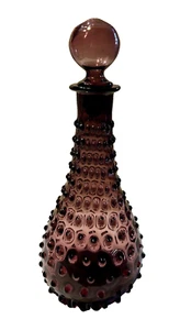 13” Empoli Glass Amethyst Purple Genie Bottle Hobnail Decanter Italy 1960s - Picture 1 of 7