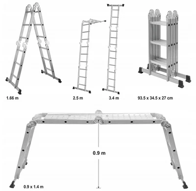 6 in 1 Mehrzweckleiter 4 x 3 Aluminium 150 kg 3,6 m  - Bild 1 von 4