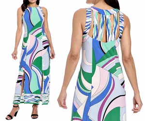 London Times Bonnie Maxikleid Swirl-Print Träger hinten vorne Schlitze Gr. L - Bild 1 von 17