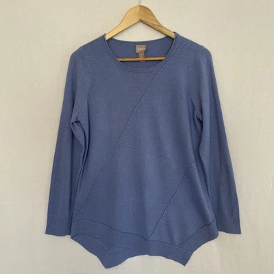 Suéter Pullover Azul CHICO'S Talla 1 US M Carsyn Dobladillo Asimétrico Foto 1 de 4