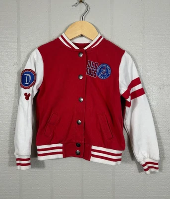 Chaqueta Universitaria Roja Parques Disney Niños Talla XS Bordada Cierre a Presión Foto 1 de 4