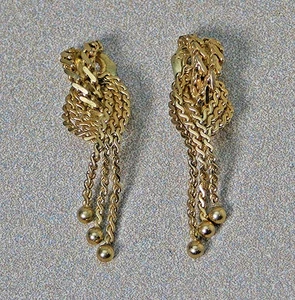 Orecchini pendenti vintage tono oro a clip - GERMANIA - Foto 1 di 6