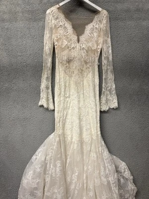 Emily Hart Ivory Mesh Floral Lace A Line Dress Women's Size 3 NWI - Image 1 of 4