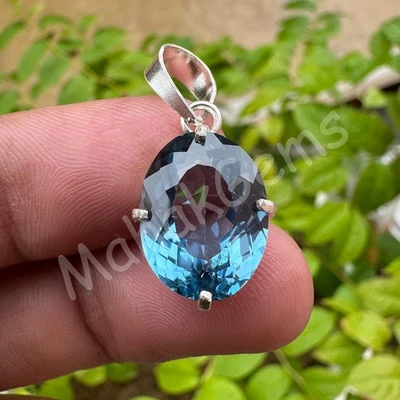 Colgante aguamarina azul Santa María de 15 quilates certificado natural - en plata maciza 925 Foto 1 de 4