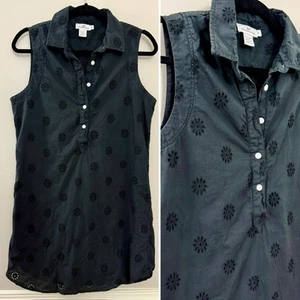 Vestido Camisa Vineyard Vines Preppy Coastal Classic Resort Negro Algodón Ojales 8 L - Imagen 1 de 8