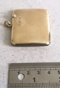 GOOD , VINTAGE 9CT SOLID GOLD VESTA CASE . 23 . 7 gms BIRM . 1928. - Picture 1 of 10